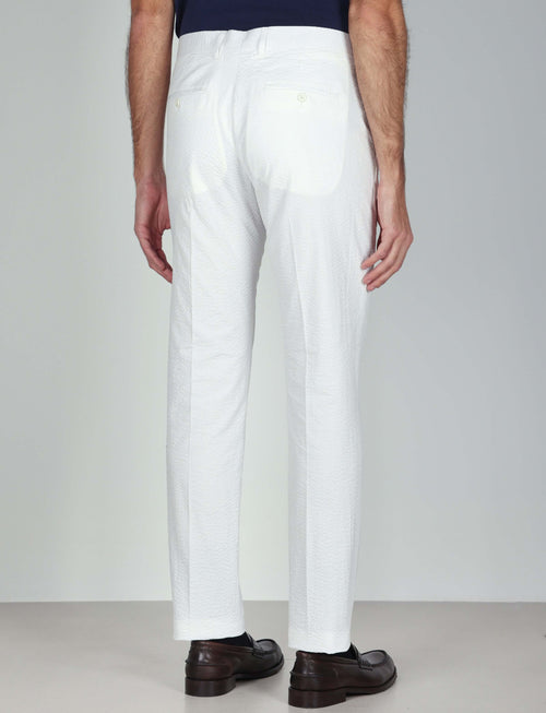Pantaloni in cotone goffrato tinta unita luigi fusaro