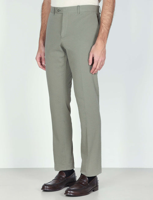Pantaloni in cotone goffrato tinta unita luigi fusaro