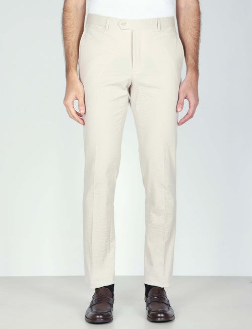 Pantaloni in cotone goffrato tinta unita luigi fusaro
