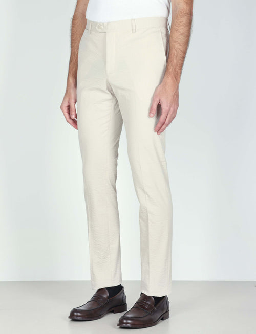 Pantaloni in cotone goffrato tinta unita luigi fusaro
