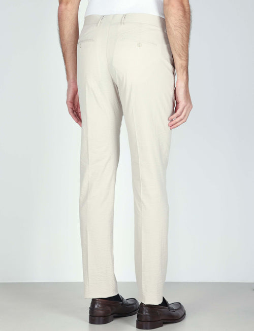Pantaloni in cotone goffrato tinta unita luigi fusaro