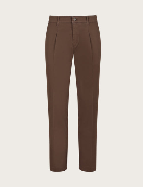 Pantaloni con pinces in cotone elasticizzato |Colore:Moro