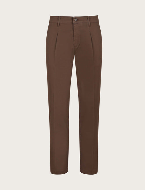 Pantaloni con pinces in cotone elasticizzato_Luigi Fusaro