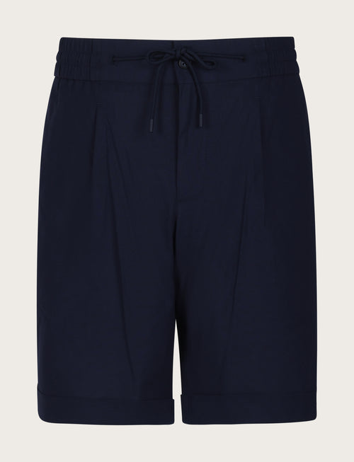 Bermuda in cotone mélange con coulisse |Colore:Blu