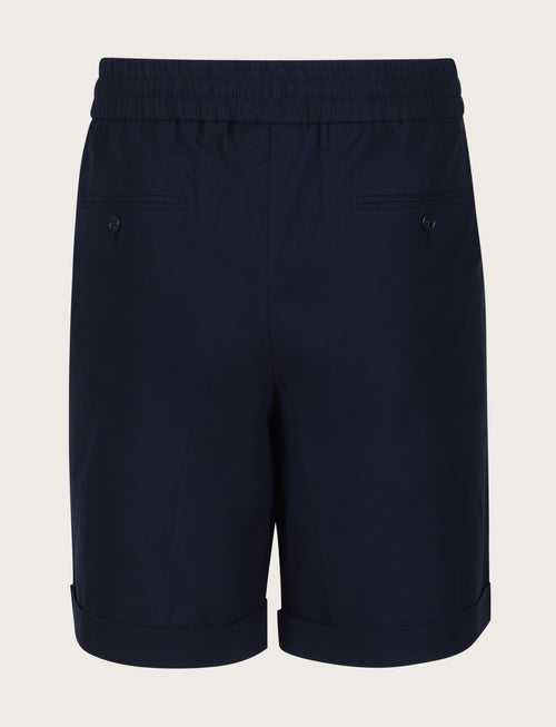Bermuda in cotone mélange con coulisse |Colore:Blu