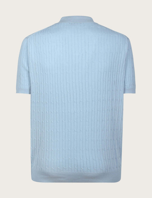 Polo in cotone derby a trecce|Colore:Celeste