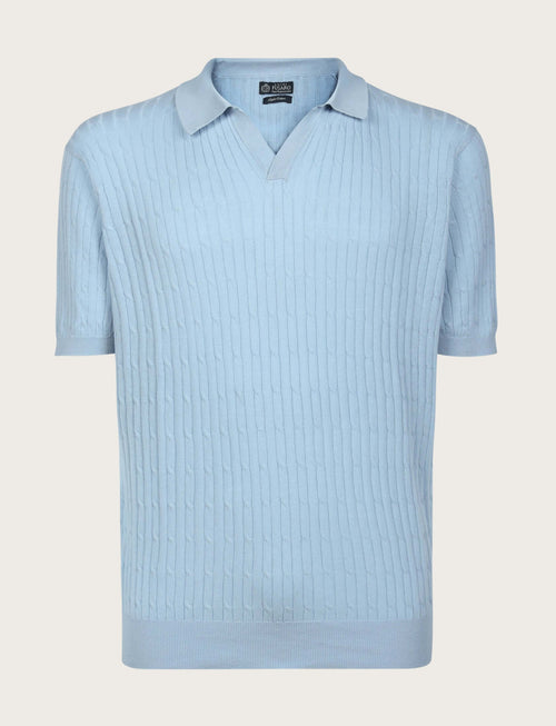 Polo in cotone derby a trecce|Colore:Celeste