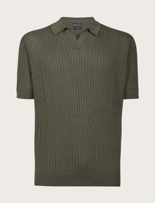 Polo in cotone derby a trecce|Colore:Verde militare