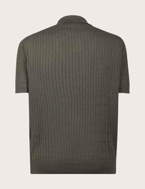 Polo in cotone derby a trecce|Colore:Verde militare