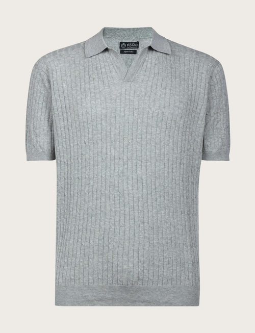 Polo in cotone derby a trecce|Colore:Grigio mel.