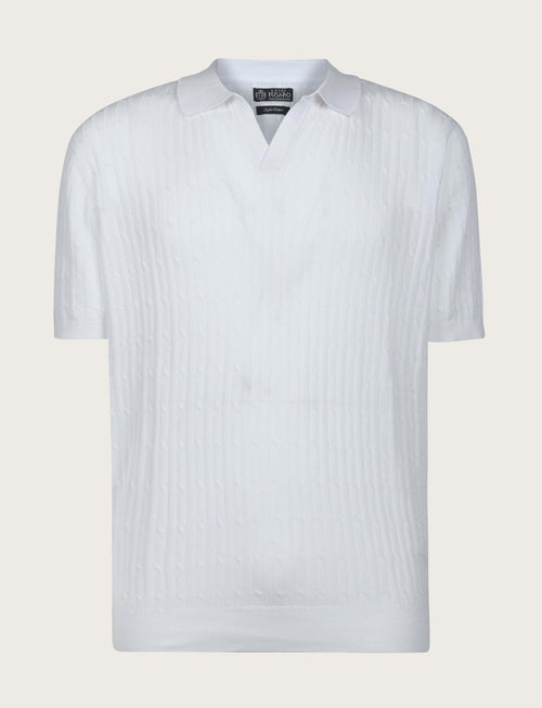 Polo in cotone derby a trecce|Colore:Bianco