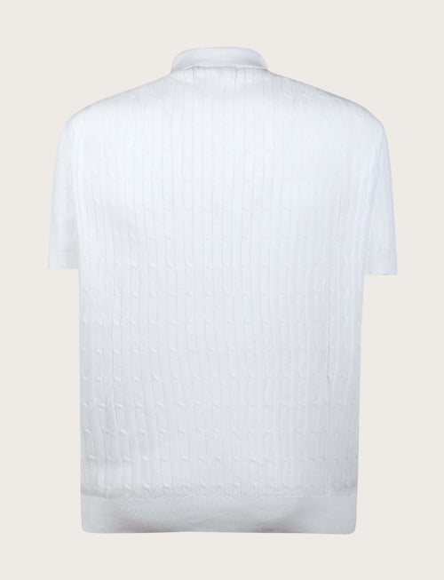 Polo in cotone derby a trecce|Colore:Bianco