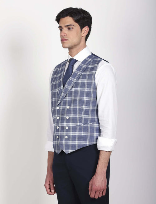 Gilet doppiopetto principe di galles blu luigi fusaro