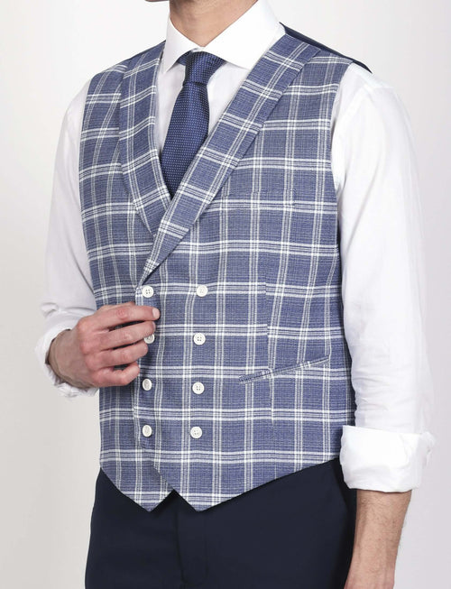 Gilet doppiopetto principe di galles blu luigi fusaro