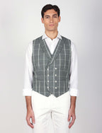 Gilet doppiopetto check in lino e cotone_Luigi Fusaro