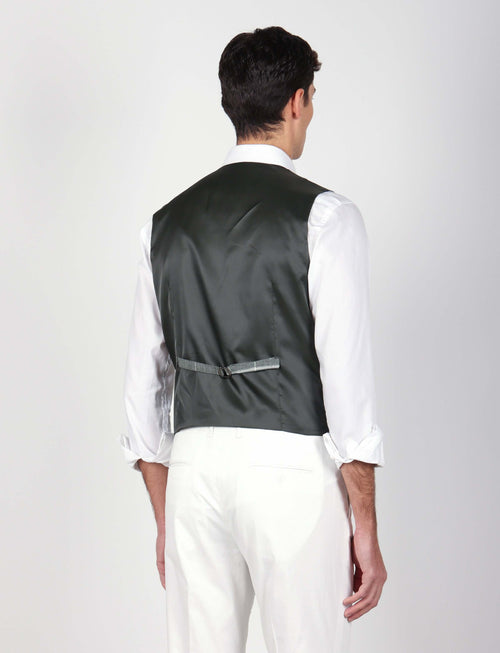 Gilet doppiopetto check in lino e cotone_Luigi Fusaro