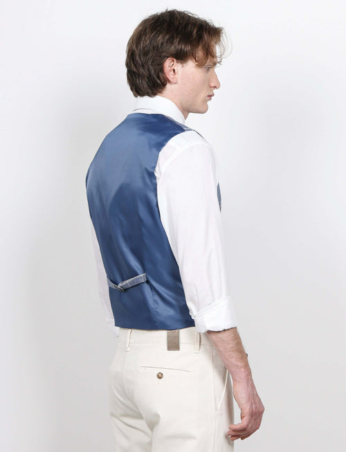Gilet doppiopetto check in lino e cotone_Luigi Fusaro