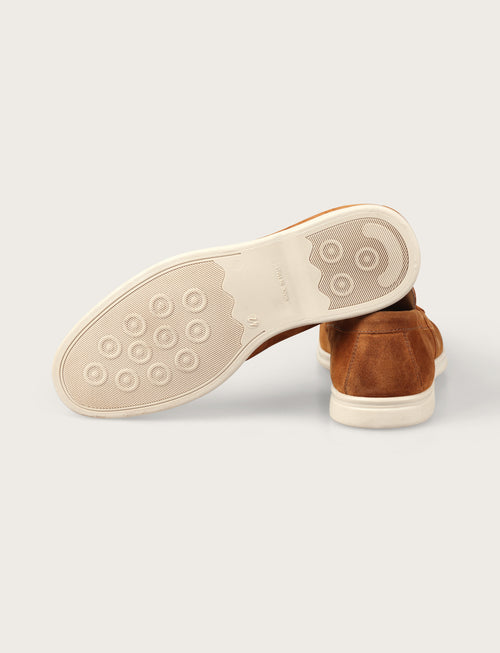 Mocassini slip on in camoscio |Colore:Tabacco