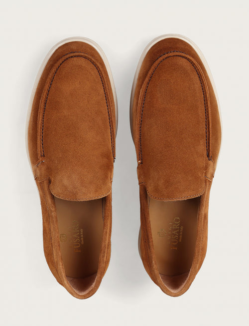 Mocassini slip on in camoscio |Colore:Tabacco