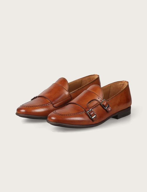 Scarpe doppia fibbia in pelle crust_Luigi Fusaro