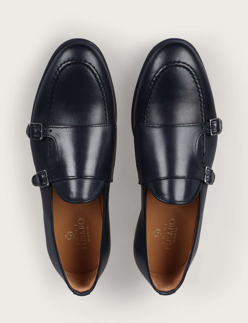Scarpe doppia fibbia in pelle crust_Luigi Fusaro
