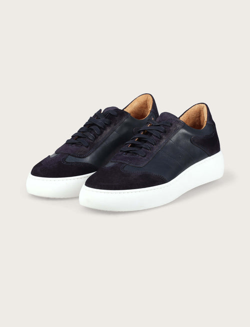 Sneakers in pelle e camoscio con suola in gomma_Luigi Fusaro