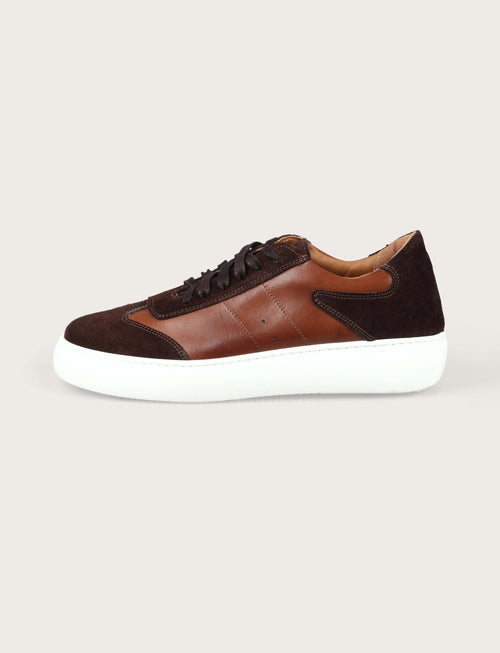 Sneakers in pelle e camoscio con suola in gomma_Luigi Fusaro