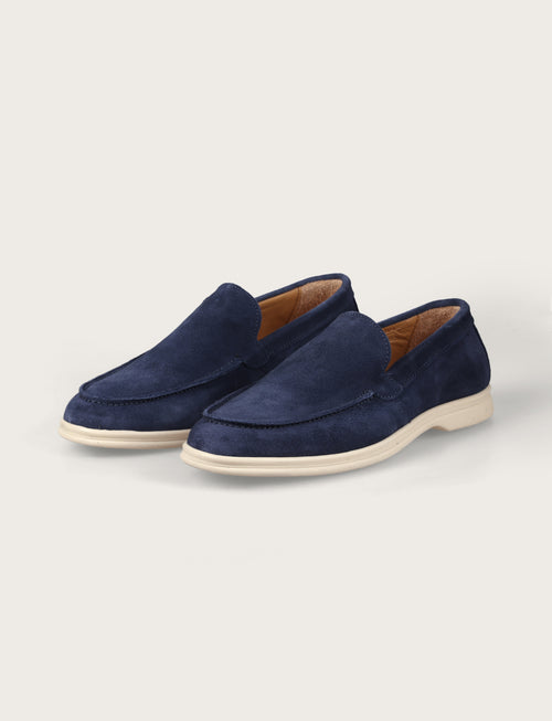 Mocassini slip on in camoscio |Colore:Denim