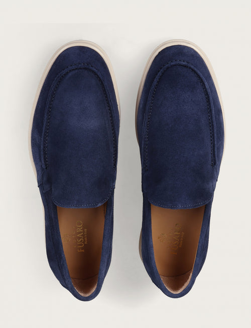 Mocassini slip on in camoscio |Colore:Denim