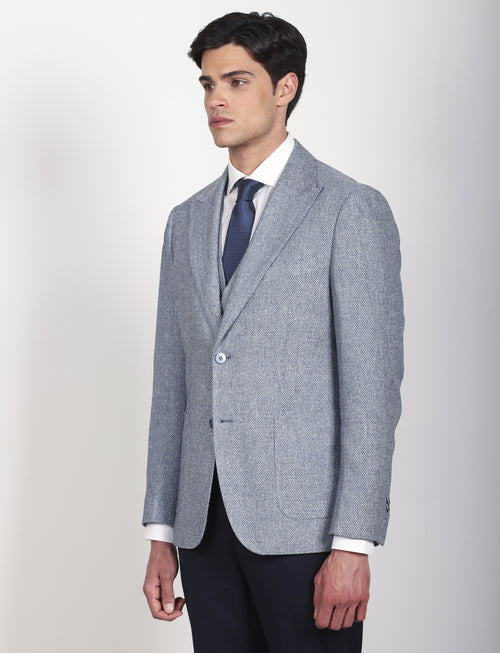Giacca in lino e cotone con trama diagonale