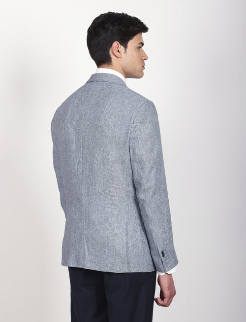 Giacca in lino e cotone con trama diagonale