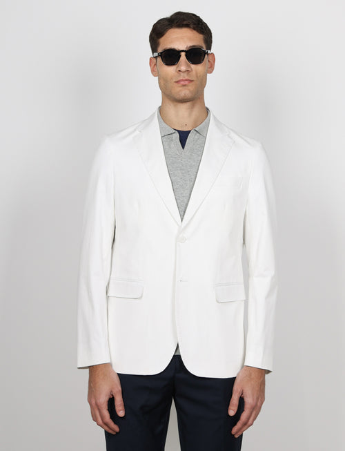 Giacca tinta unita in cotone stretch |Colore:Bianco