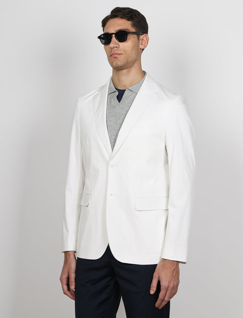 Giacca tinta unita in cotone stretch |Colore:Bianco