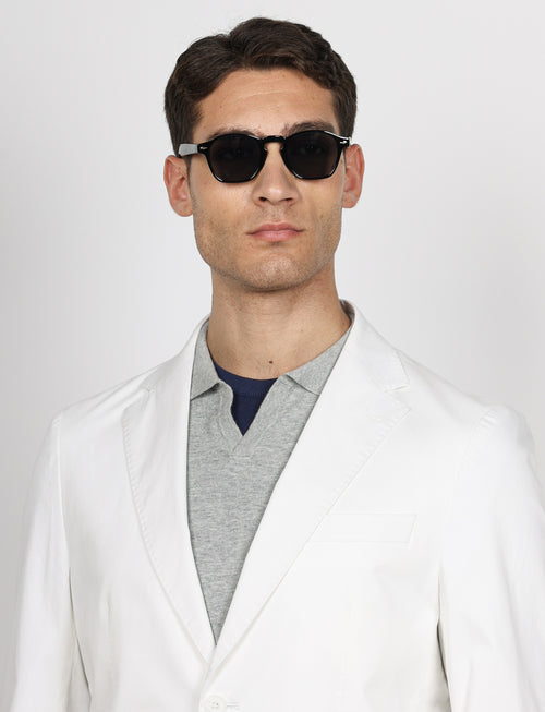 Giacca tinta unita in cotone stretch |Colore:Bianco
