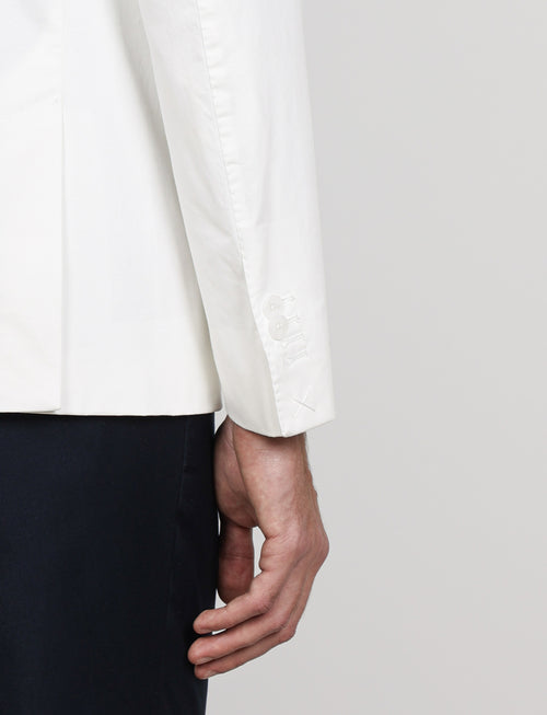 Giacca tinta unita in cotone stretch |Colore:Bianco