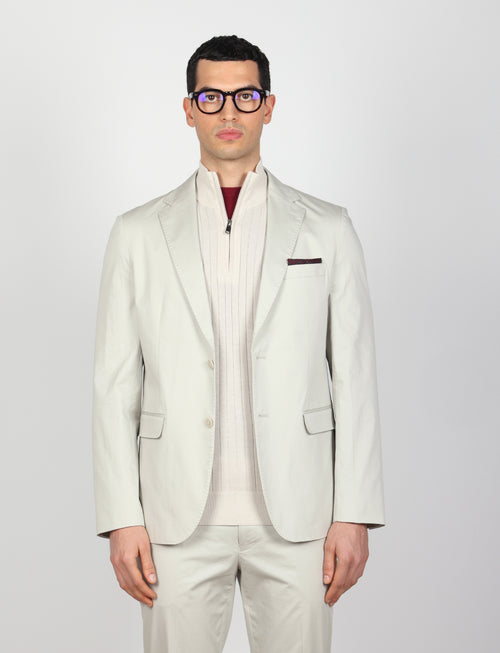 Giacca tinta unita in cotone stretch |Colore:Beige