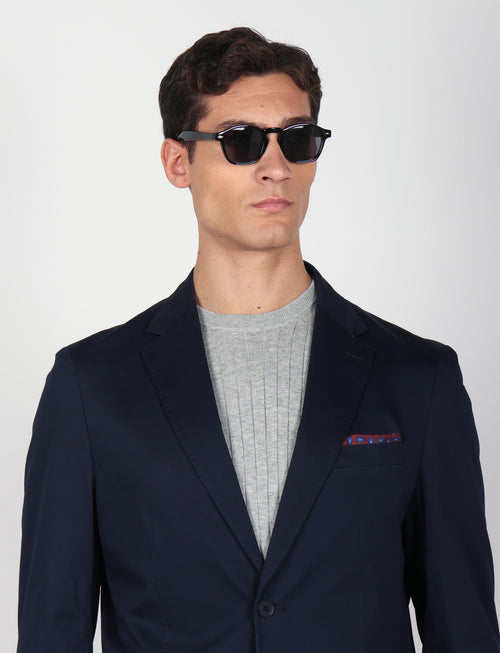 Giacca tinta unita in cotone stretch |Colore:Blu