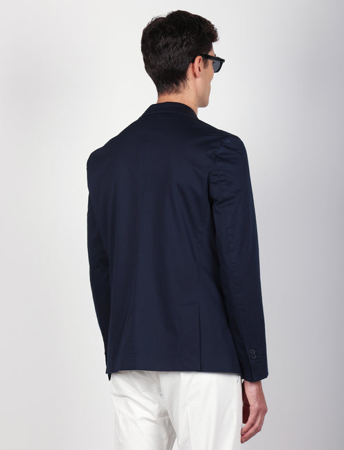 Giacca tinta unita in cotone stretch |Colore:Blu