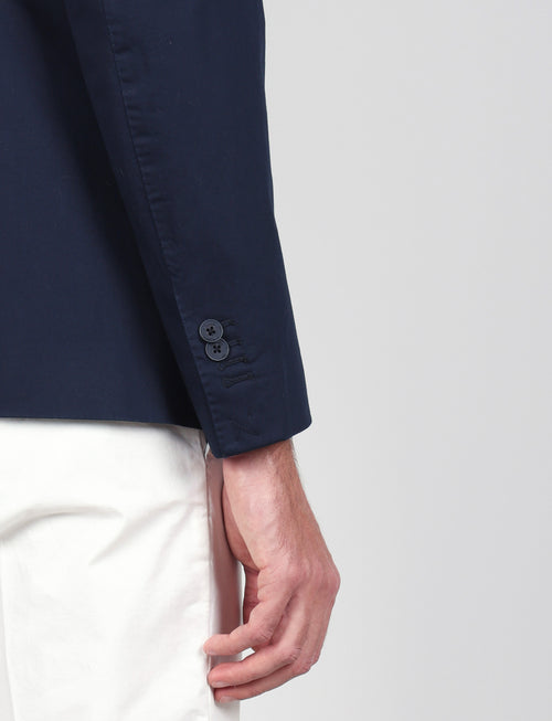 Giacca tinta unita in cotone stretch |Colore:Blu