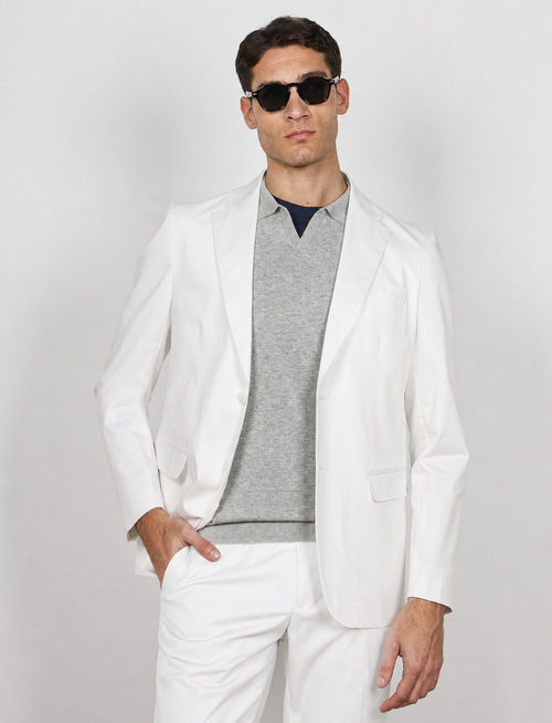 Giacca tinta unita in cotone stretch |Colore:Bianco