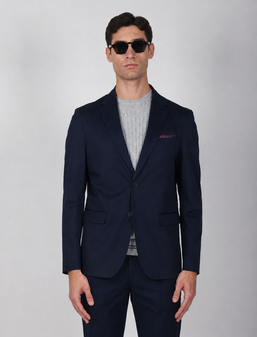 Giacca tinta unita in cotone stretch |Colore:Blu