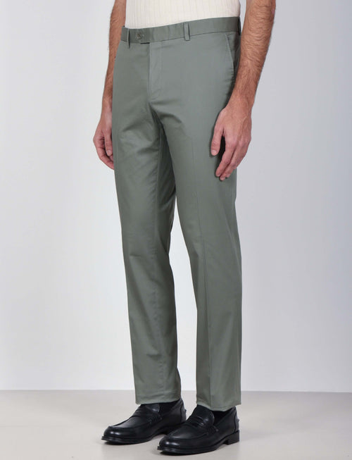 Pantaloni tinta unita in cotone stretch_Luigi Fusaro