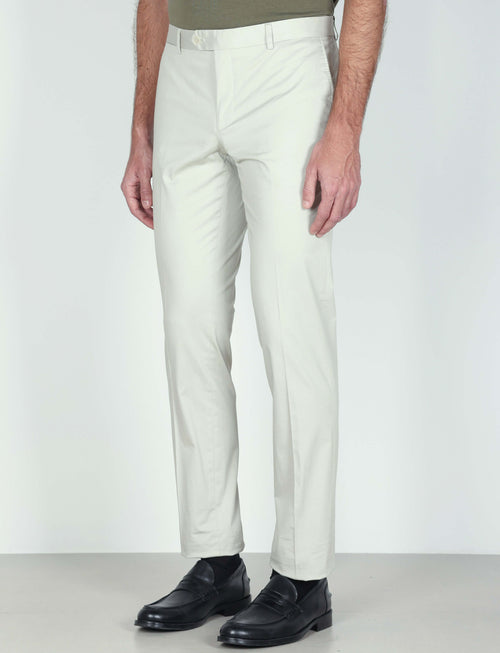 Pantaloni tinta unita in cotone stretch_Luigi Fusaro