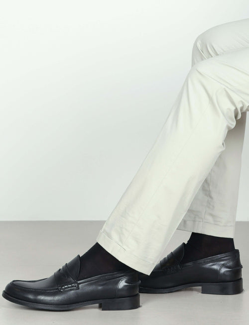 Pantaloni tinta unita in cotone stretch_Luigi Fusaro