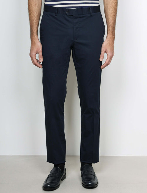 Pantaloni tinta unita in cotone stretch_Luigi Fusaro