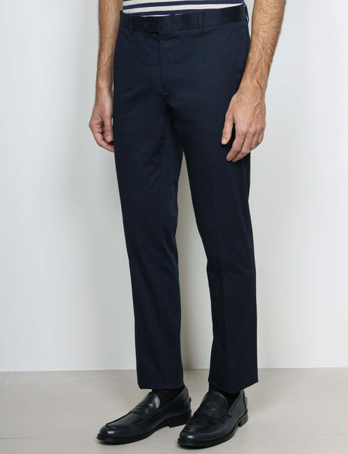 Pantaloni tinta unita in cotone stretch_Luigi Fusaro