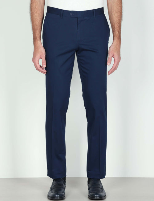 Pantaloni tinta unita in cotone stretch_Luigi Fusaro
