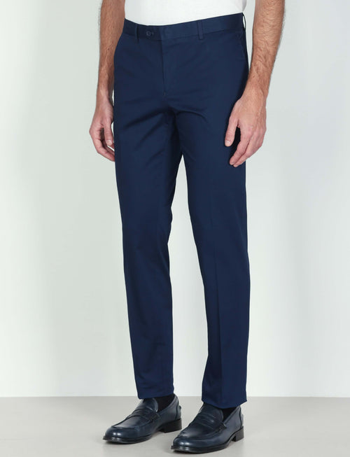 Pantaloni tinta unita in cotone stretch_Luigi Fusaro