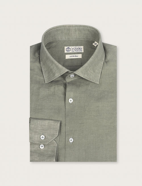 Camicia in lino 100% |Colore:Verde militare