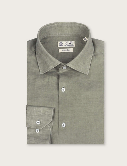 Camicia in lino 100% |Colore:Verde militare